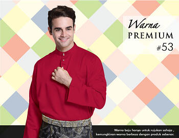 Baju Melayu -100 Warna Premium 53 Red Size L