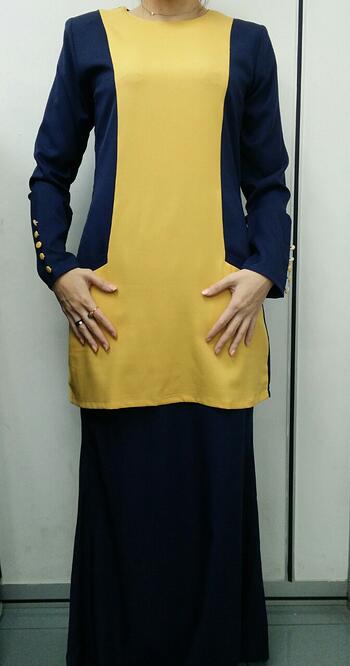Baju Kurung Modern - GA831SU 4379 Yellow/Blue S